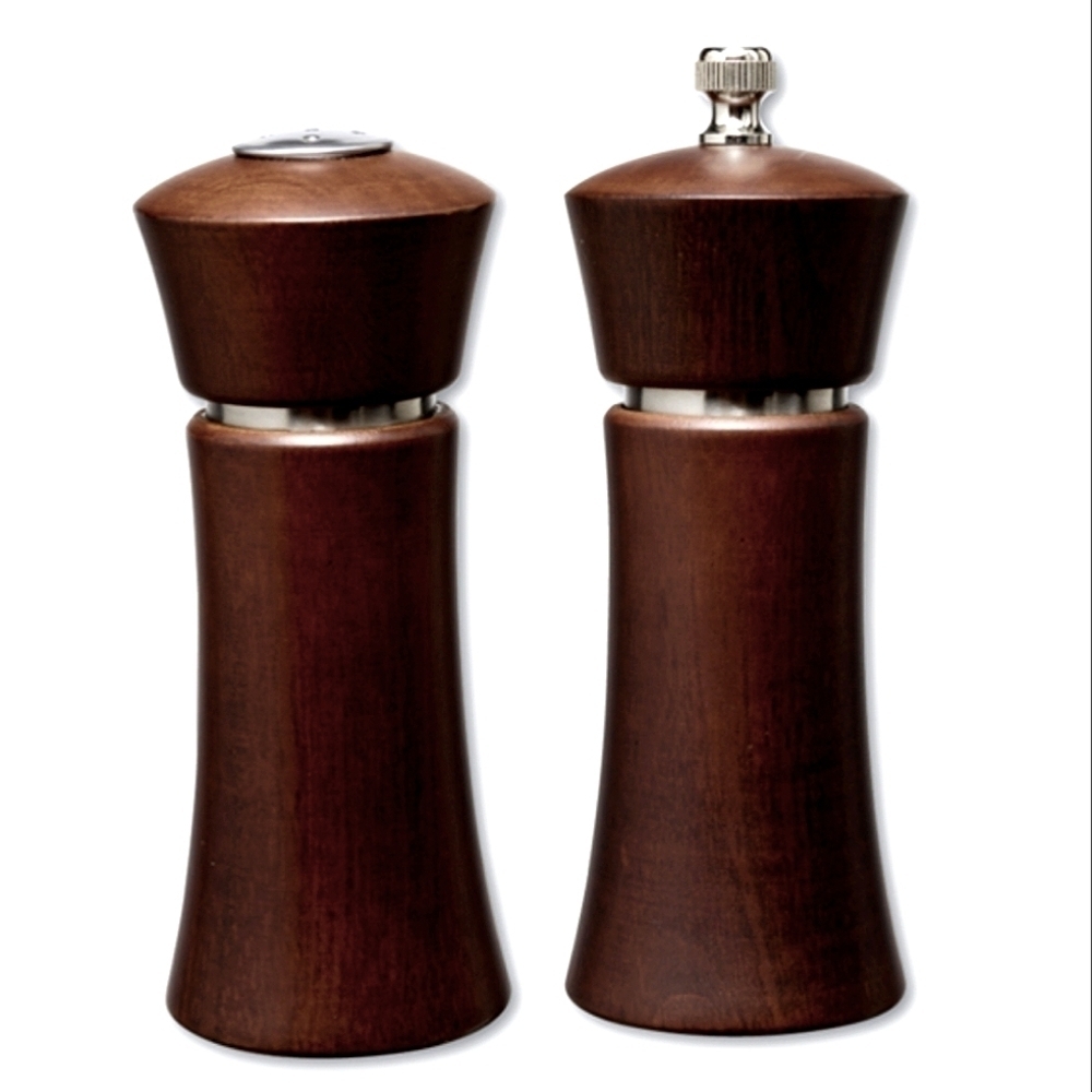 1990s Paderno Wood And Steel Salt Shaker and Pepper Mill